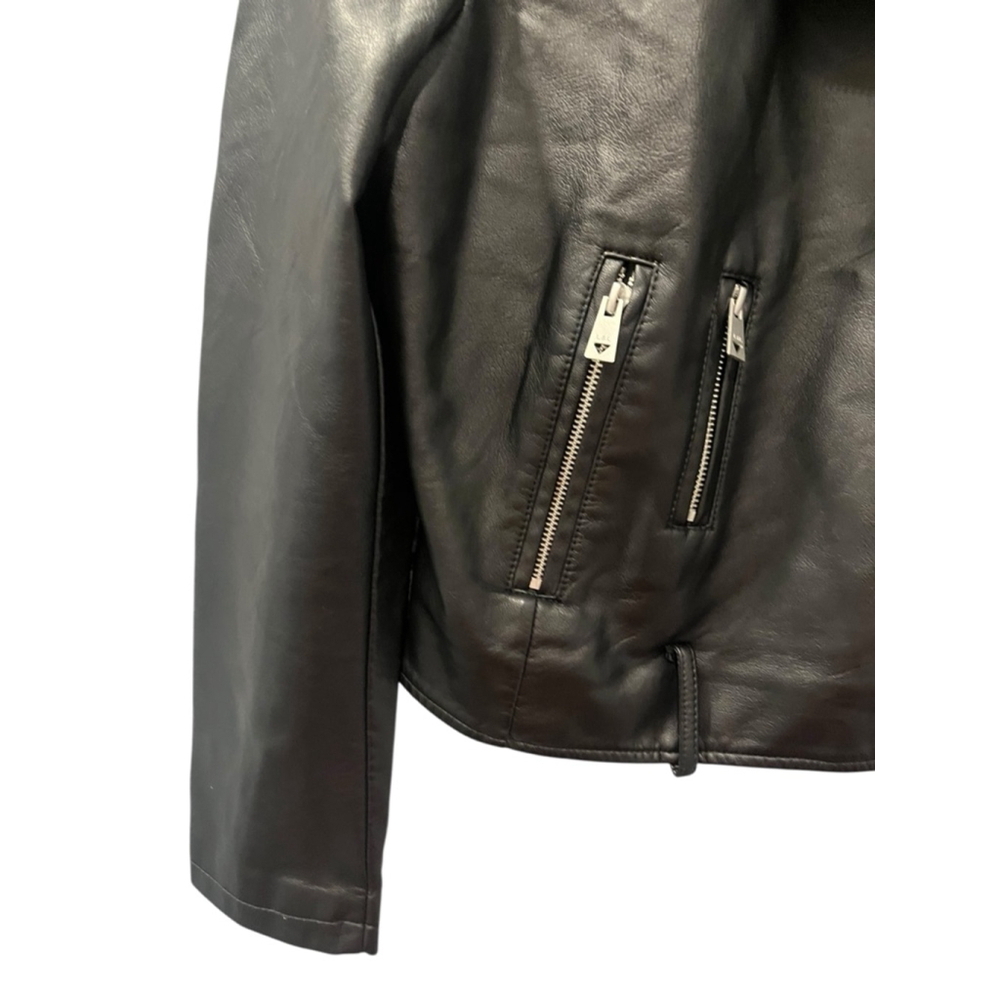 IN X OUT Vegan Leather Embroidered Black Jacket Women's Size Large Full Zip - Picture 5 of 10